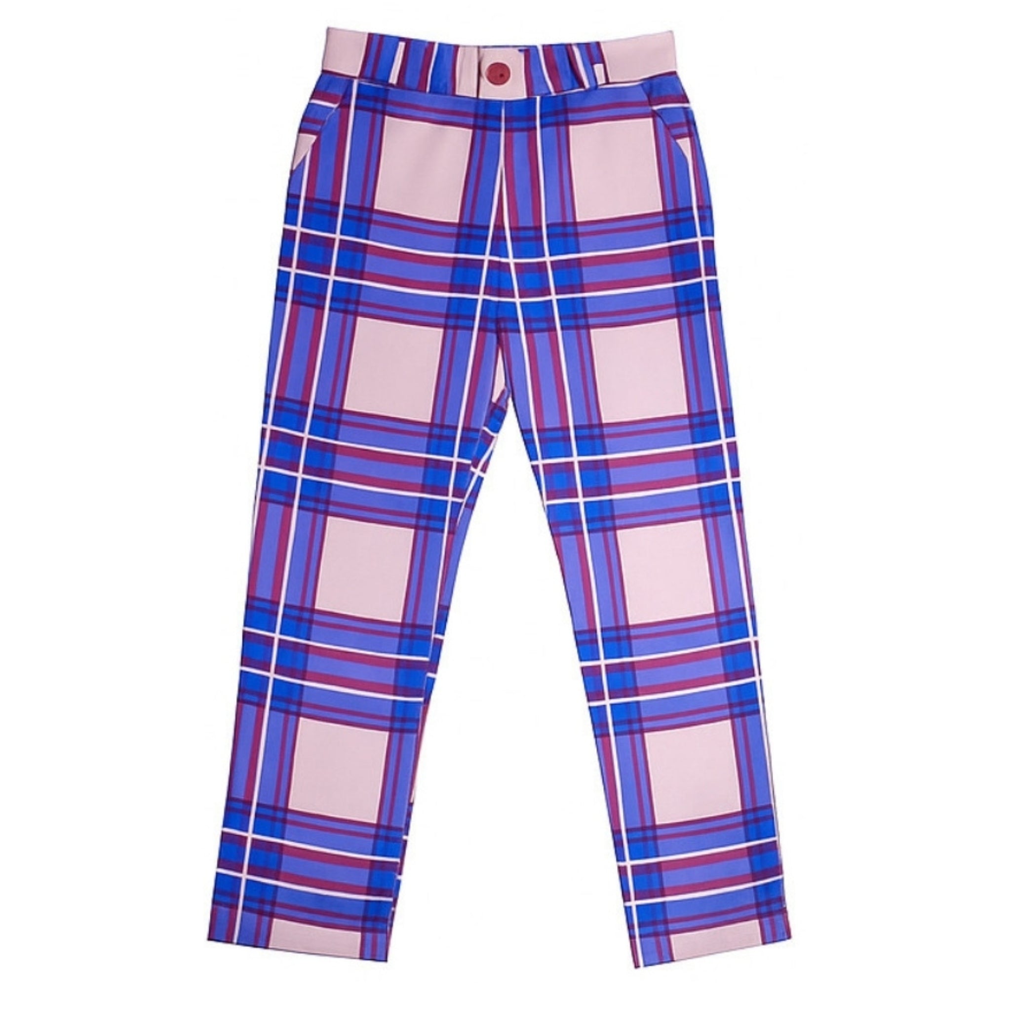 Pantalón de Cuadros Ajustado Chino - Azul & Beige