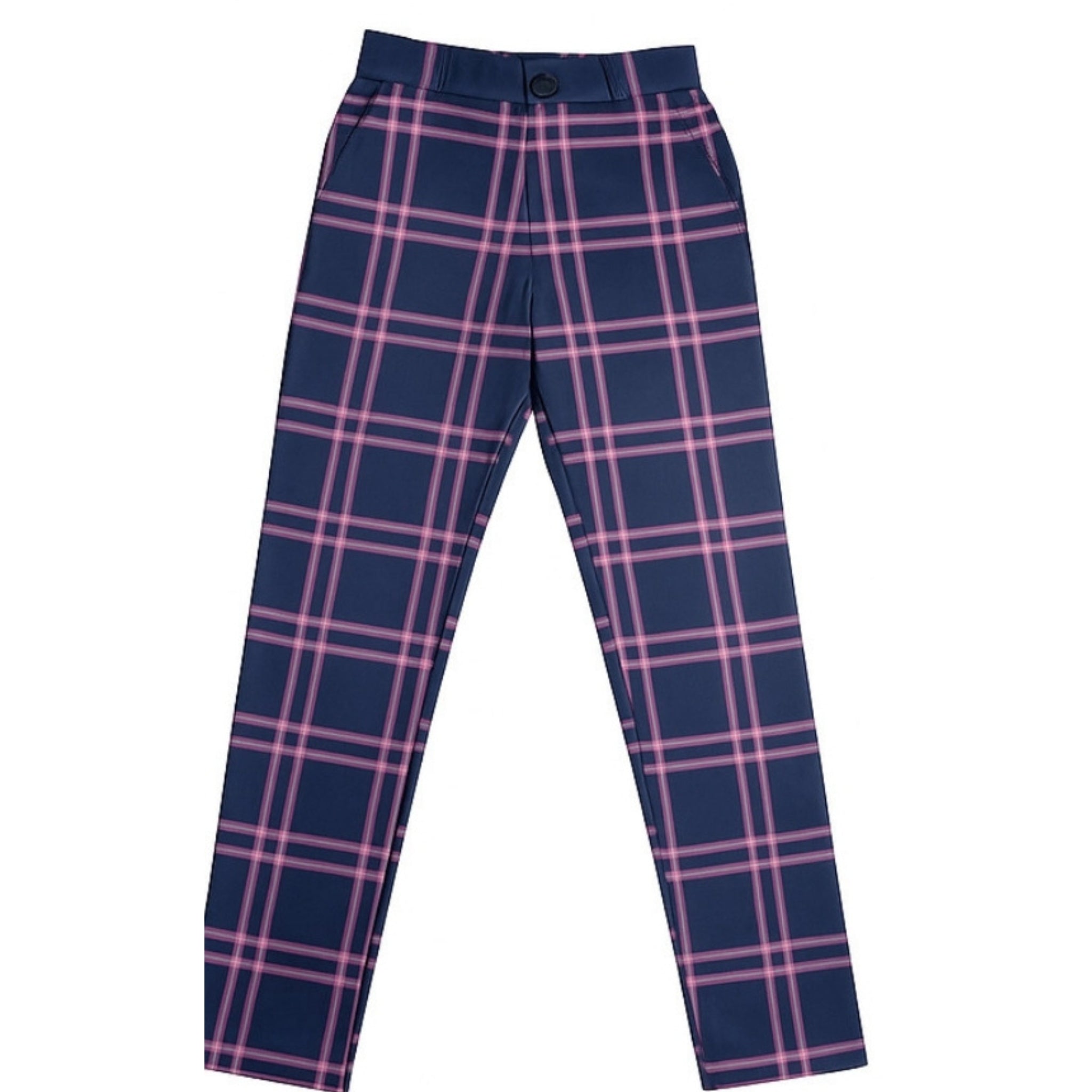 Pantalón de Cuadros Ajustado Chino - Negro & Lila