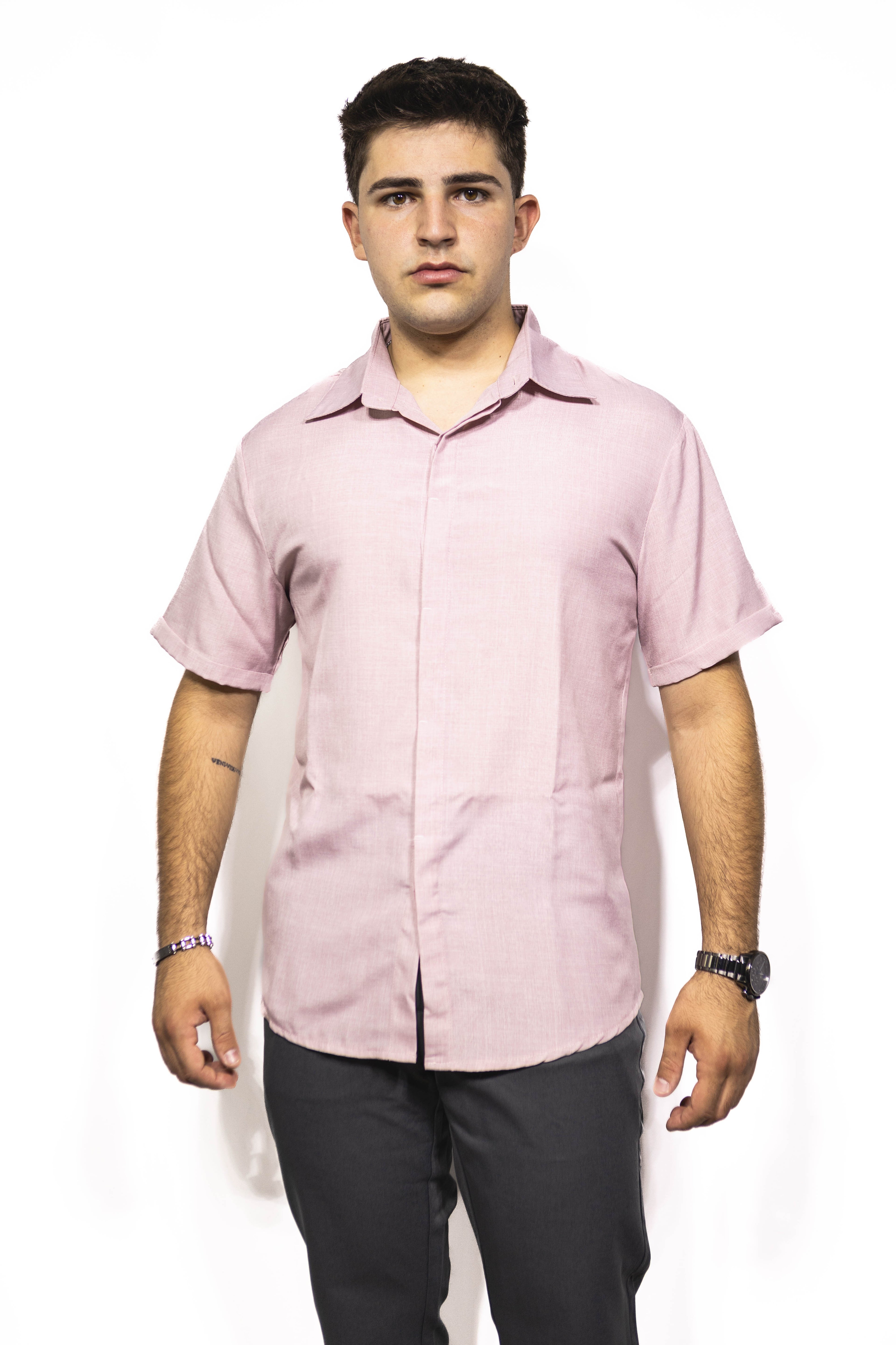Camisa Lino Manga Corta Informal