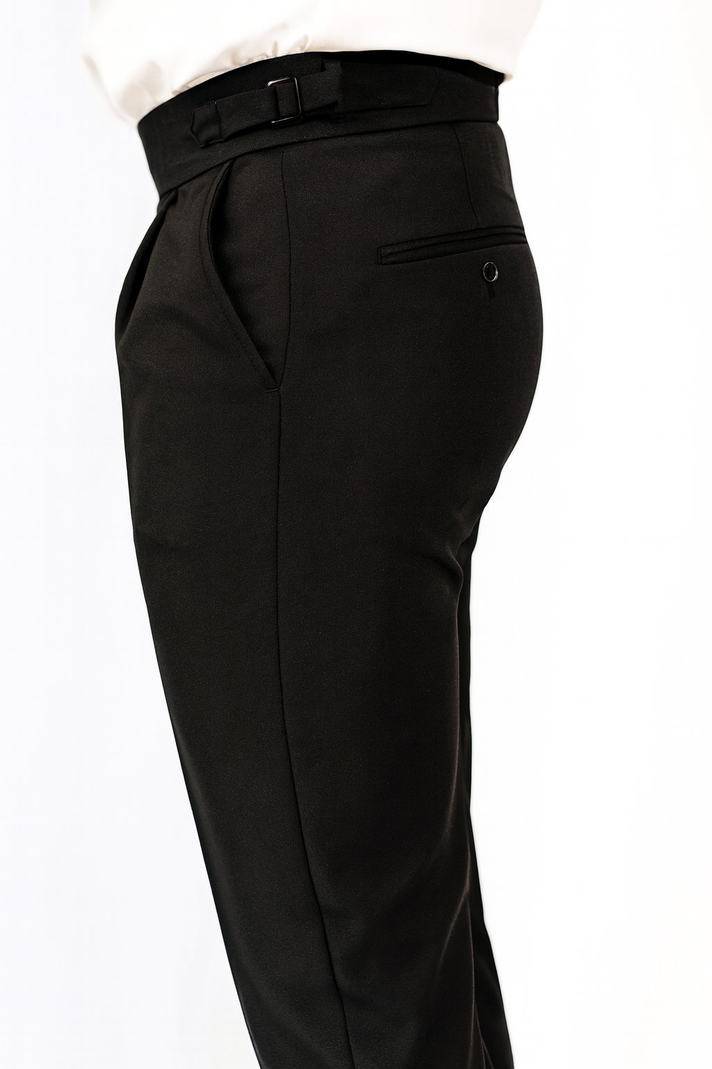 Pantalón Largo de Traje Ajustable Tiro Alto - Negro