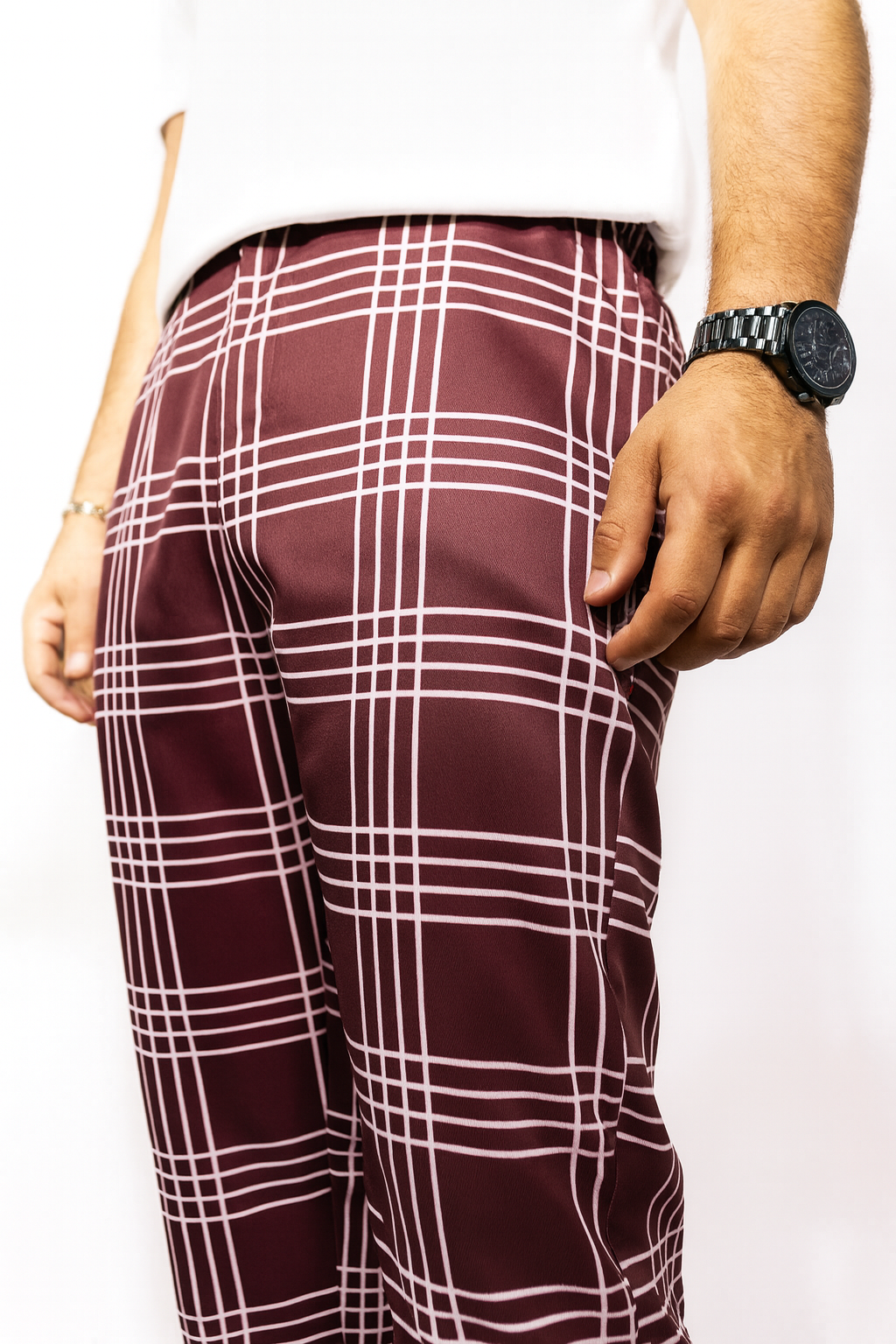 Pantalón de Cuadros Ajustado Chino - Rosa & Lila