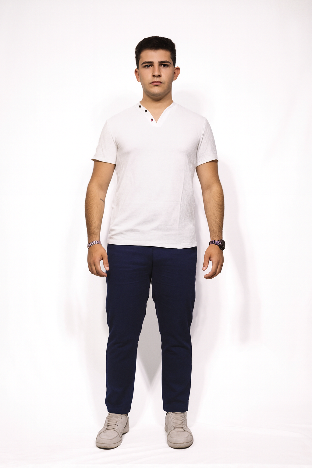 Pantalón Ajustado Básico - Azul Marino