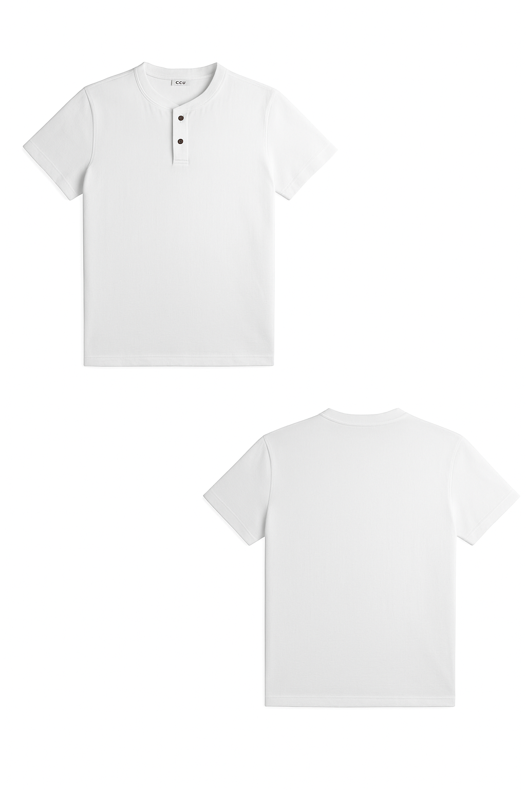 Camiseta Cuello en V con Botones Manga Corta