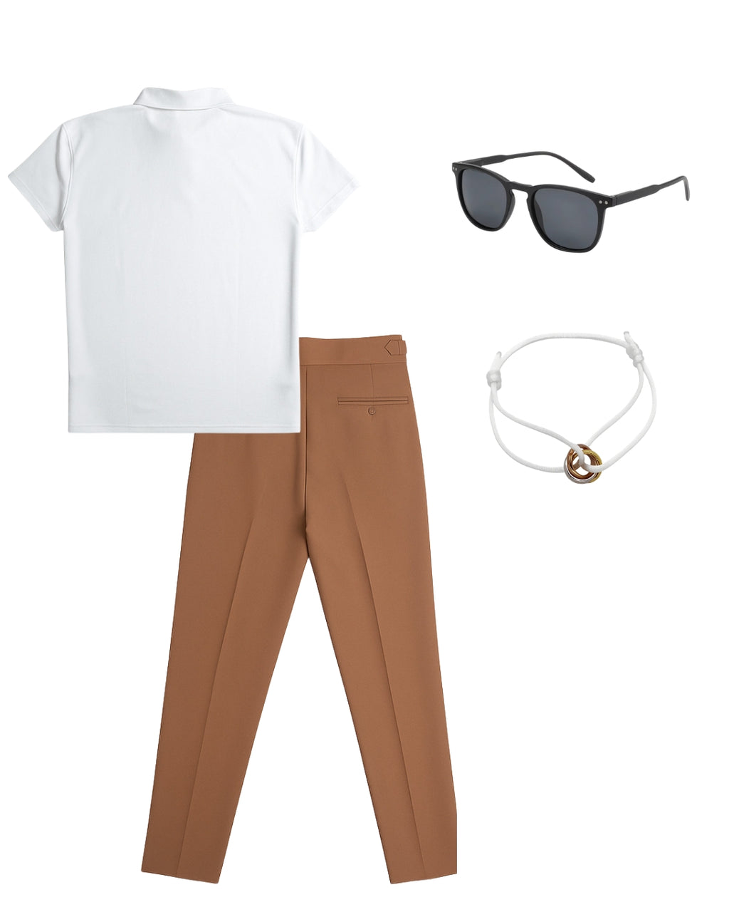 Polo Liso & Pantalón Traje & Lentes Clásico & Pulsera Trifecta